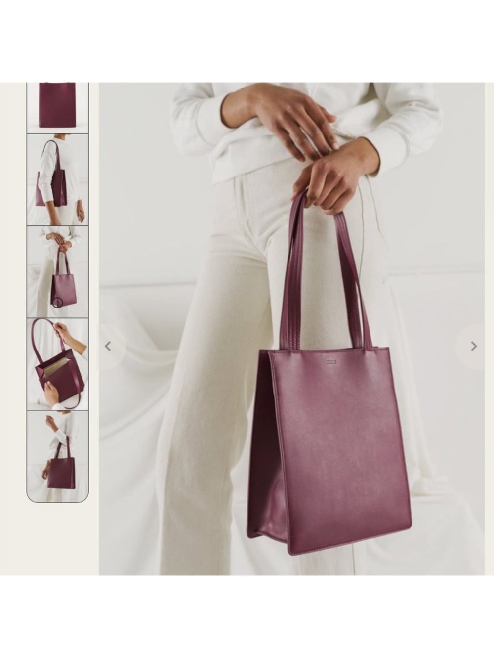 NWT BAGGU Medium Leather Retail Tote in Cranberry